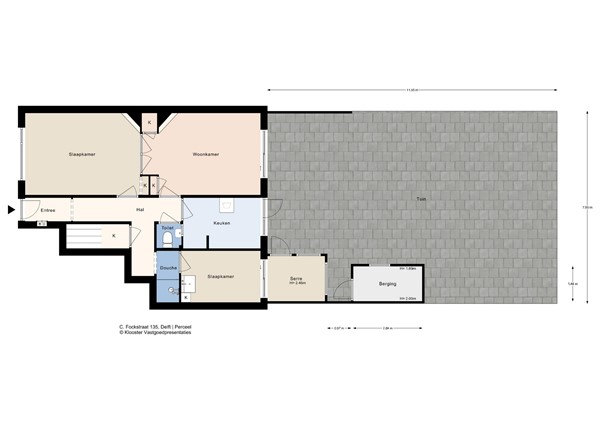 Plattegrond - C. Fockstraat 135, 2613 DE Delft - C. Fockstraat 135_Perceel.jpg